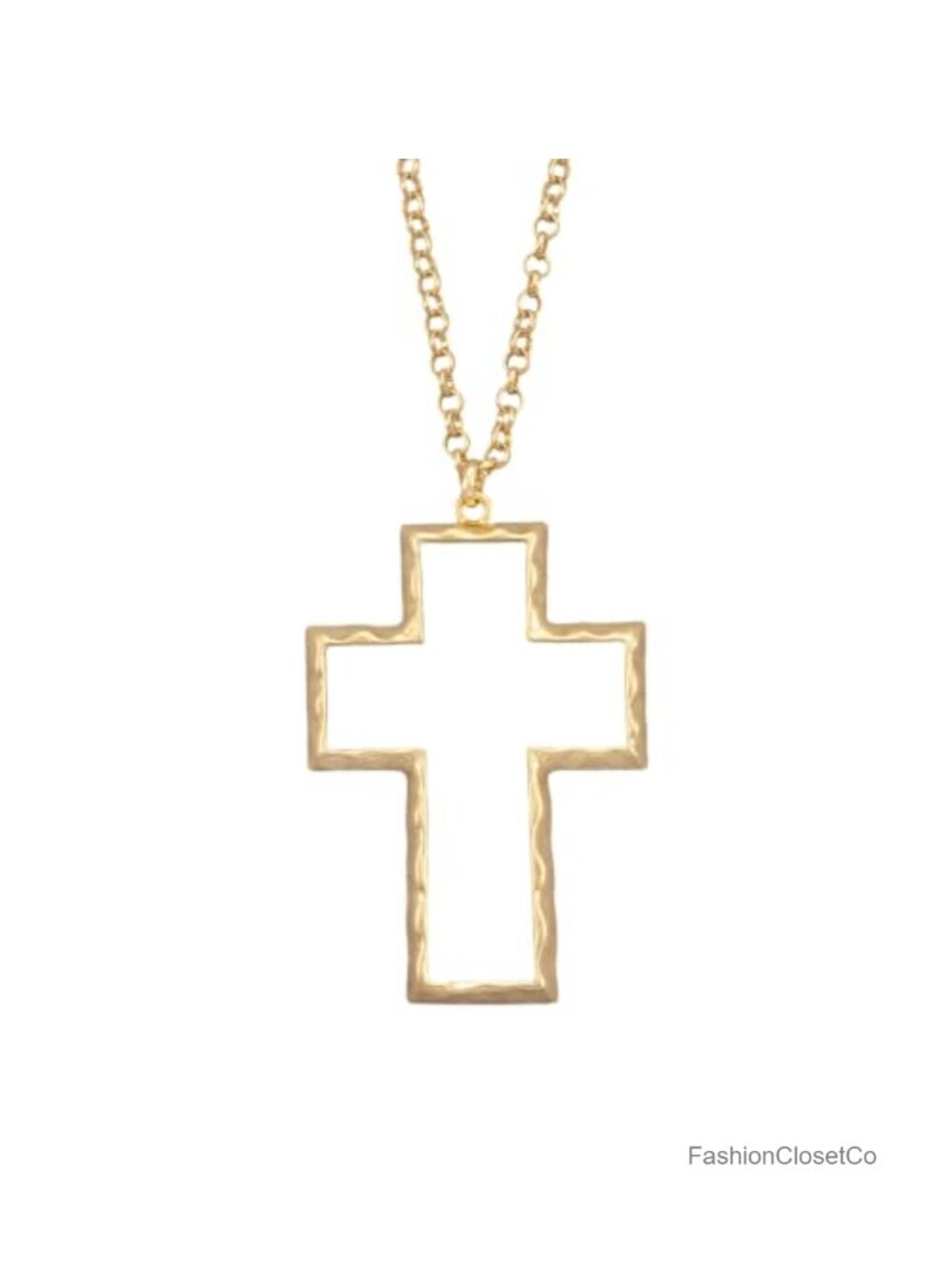 Matte Gold Pendant Necklace Long Boho Chunky Adjustable Alloy Women's